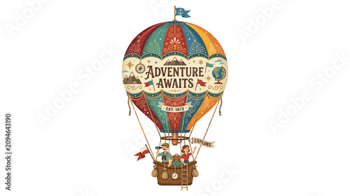Whimsical Hot Air Balloon Adventure Awaits with Passengers
