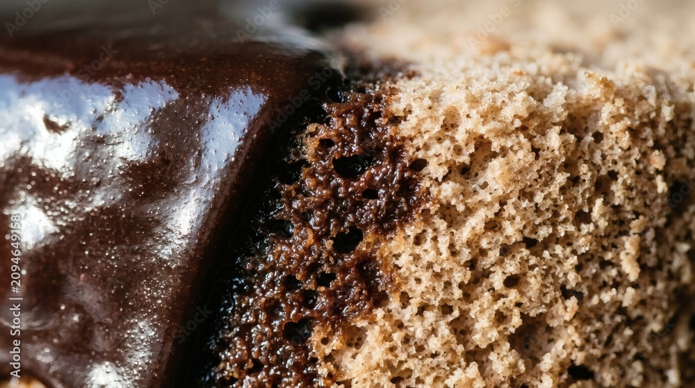 Fototapeta premium Wet Glaze Drip on Dry Cake Crumb.