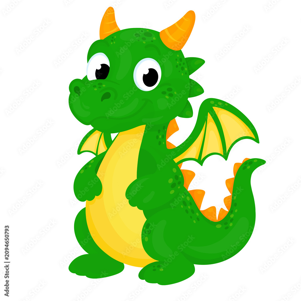 Fototapeta premium Dragon Smiling Friendly Fantasy Creature Character