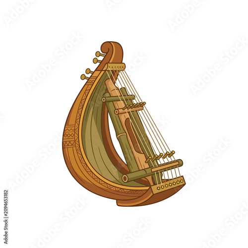 Photos Ancient Lyre Harp String Instrument, Traditional Music, Folk Sound, Ethnic Desig