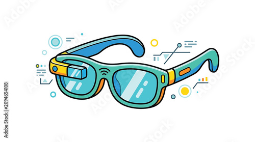 Tableau sur toile Colorful Glasses with Yellow Accents.