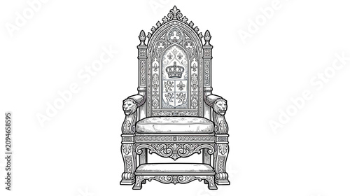 Εκτύπωση καμβά Ornate Royal Throne Chair Sketch - Symbol of Power and Authority