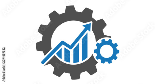 Business growth analysis represented by gear and graph, achieving business targets and success