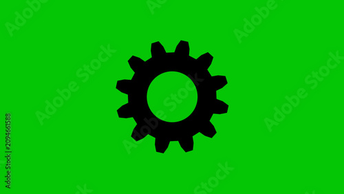 A simple, minimalist black gear icon representing mechanics, technology, and engineering, isolated on a white background, perfect for web design, industrial concepts, or technical illustrations.