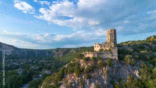 Aerial Landscape of Historic Pocitelj Citadel and Valley in Bosnia and Herzegovina