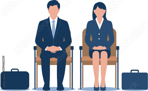 Professional business people sitting on chairs in a formal office setting