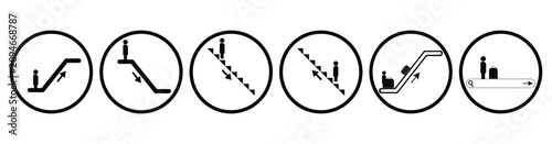 scalator and stairway direction icons set.up and down navigation symbols.