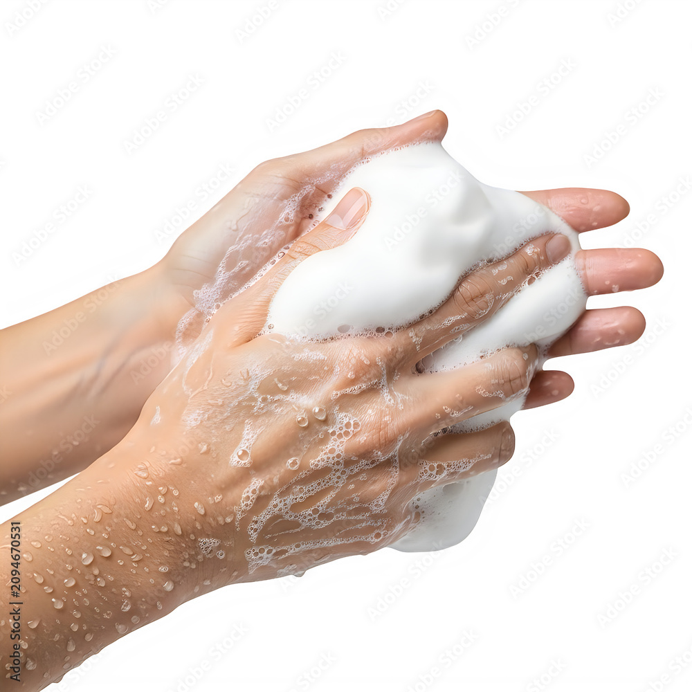 Fototapeta premium Hands washing with soap and water