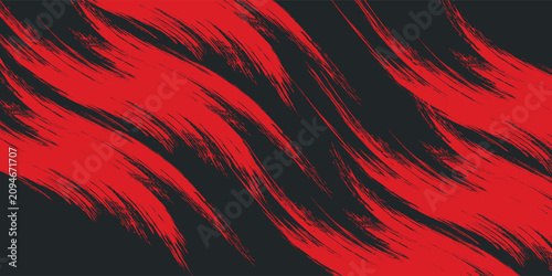 Tableau sur toile Abstract dark background with dynamic red wave textures mimicking paint brush strokes, perfect for energetic digital backdrops