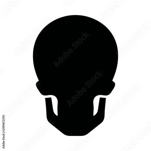 Schilderij op canvas Black skull icon, monochrome symbol, vector graphic, illustration isolated on Wh