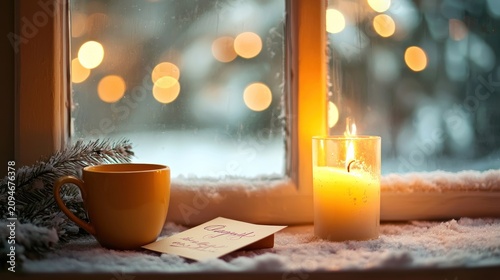 Winter window candle scene