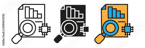 Fotografie Smart Data Analytics and Automated Document Audit Icon Set