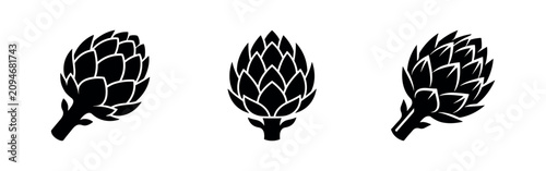 Foto Fresh artichoke vegetable icon set