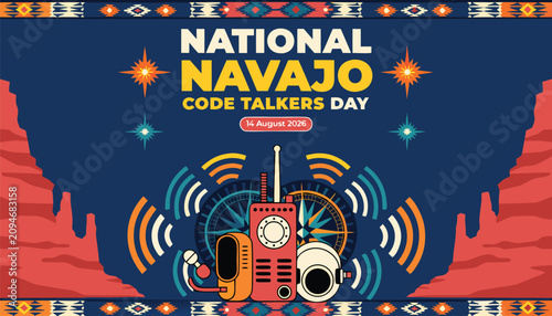 Canvastavla National Navajo code talkers day commemorative graphic for annual celebration