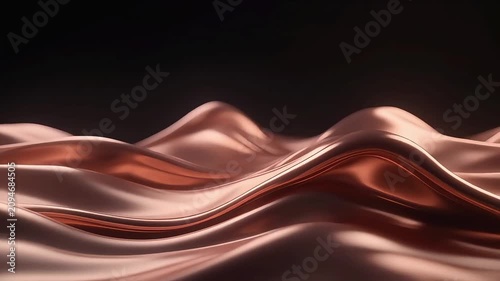Flowing abstract metallic copper waves background