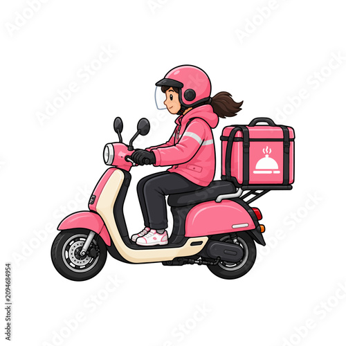 Female Delivery Rider on Scooter