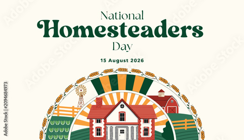 Konstfotografi Decorative graphic illustration celebrating national homesteaders day with vinta