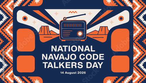 Fotografie Graphic illustration honoring the National Navajo Code Talkers Day commemorative