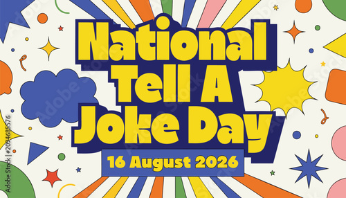 Photos Colorful retro graphic design for national tell a joke day