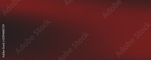 Abstract dark red radial halftone dots pattern background vector illustration