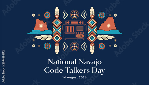 Obraz na płótnie Decorative graphic art celebrating national navajo code talkers day event
