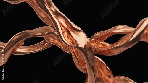 Flowing metallic ribbons abstract background