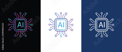 Εκτύπωση καμβά Modern Artificial Intelligence Vector Set