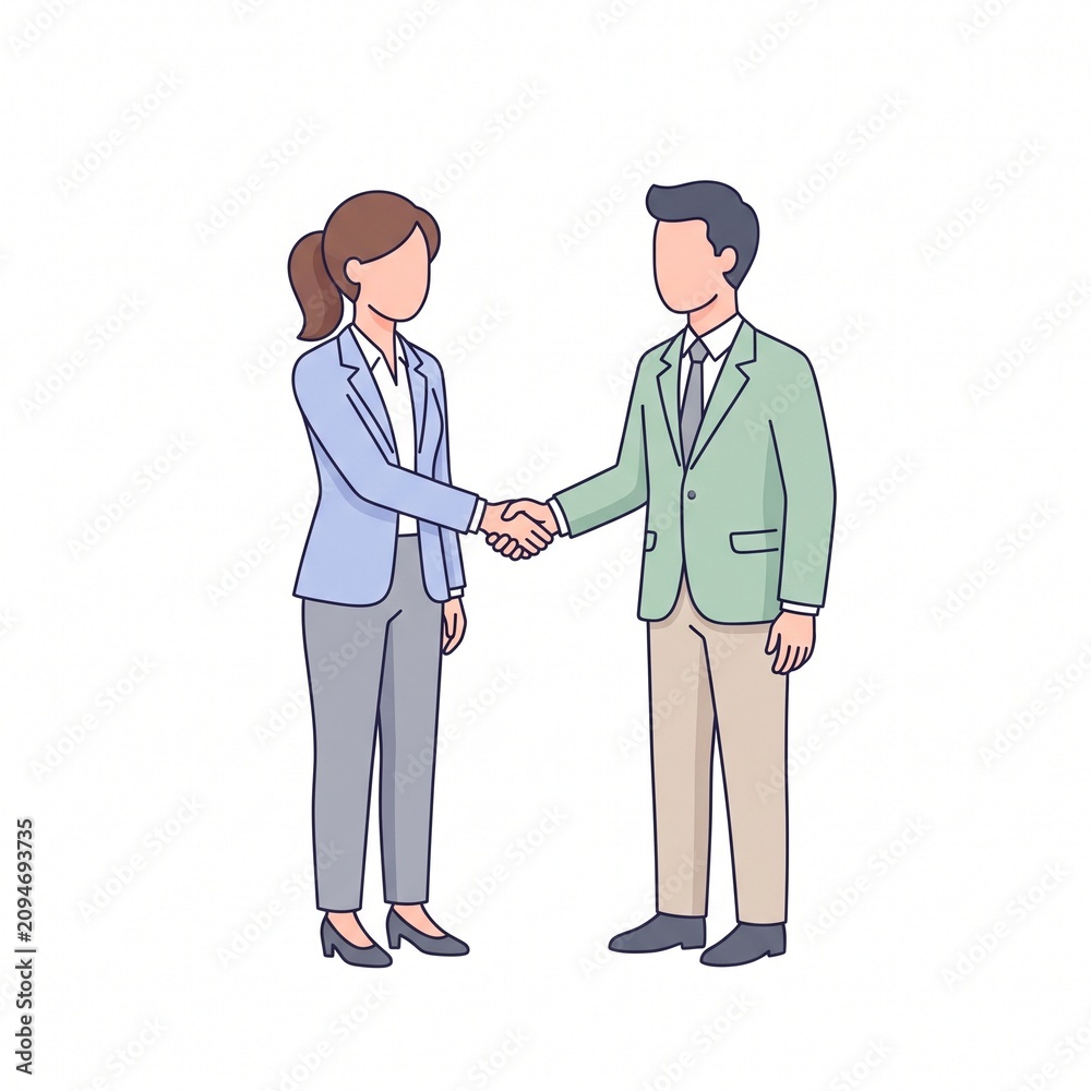 Fototapeta premium Business Handshake Partnership Flat Vector Illustration