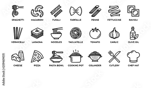 Canvastavla Create a premium vector illustration featuring 32 modern thin line icons arranged in a clean, evenly spaced grid on a solid white background