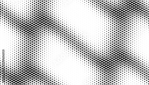 Black and white smooth transition of halftone pattern with geometric shapes for sporty and modern background element. Vector Format Illustration. EPS10 