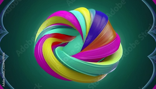 3d rendering of colorful abstract twisted shape in motion computer generated geometric digital art