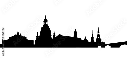 Cuadro en lienzo Dresden Skyline Silhouette with Urban Landmarks, East Germany Cityscape Vector I