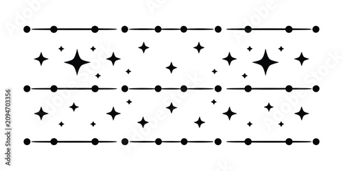 Canvas Print Divider line vector set, minimalist black horizontal separators, centered star and dot accents, decorative border elements, transparent background