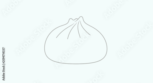 Simple line drawing of a single steamed bun on a light grey background
