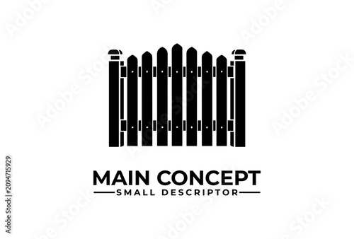 Wooden Fence Black Solid Vector Icon Isolated on White Background