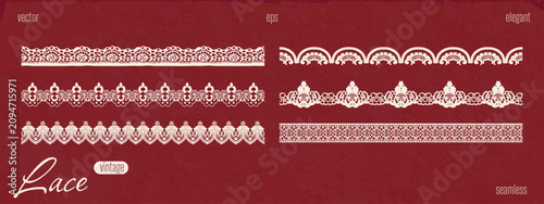 Fotografie Scallop lace edge and border frame with antique trim romantic pattern