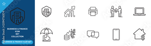 Business and finance line icon set collection. line icons set for websites and mobile designs.