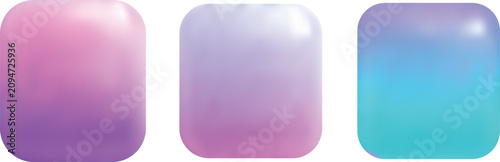 Set of colorful holographic gradient square buttons vector abstract background