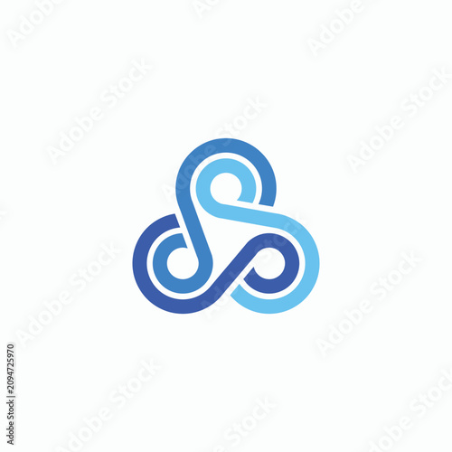 Abstract blue intertwined loops symbol representing connection and unity.