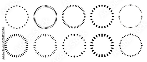 Schilderij op canvas Circle dashes set, circular scale, blank clock face markings