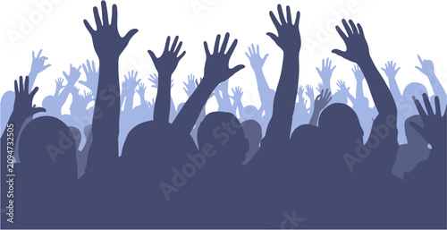 Photos Silhouettes of people raising hands on white background