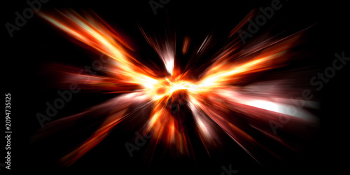 Fotografía Bright Orange Energy Burst with Dynamic Light Rays Abstract Background