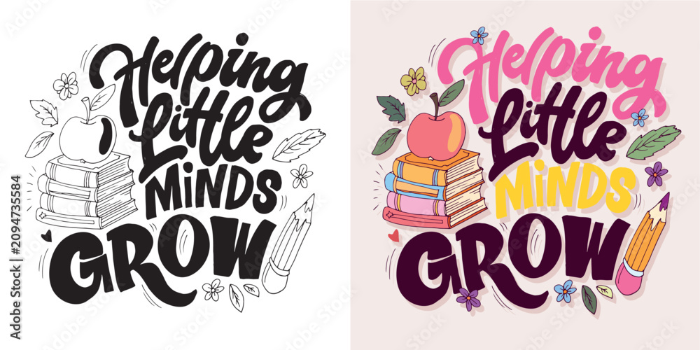 Obraz premium Back to School. Funny hand drawn doodle lettering quote about Teaching. Lettering for t-shirt design, mug print, bag print, clothes fashion. 100% hand drawn vector image.