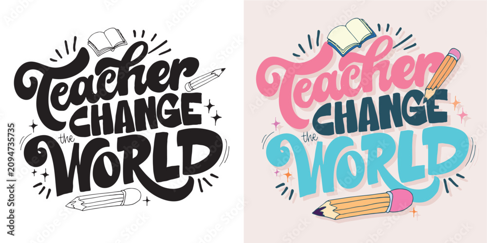 Obraz premium Back to School. Funny hand drawn doodle lettering quote about Teaching. Lettering for t-shirt design, mug print, bag print, clothes fashion. 100% hand drawn vector image.
