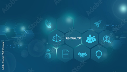 Fotografie Corporate profitability concept with the german word rentabilit?t, surrounded by