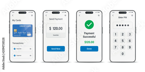 Fotografie Vector 3d Mobile Payment App, Front View