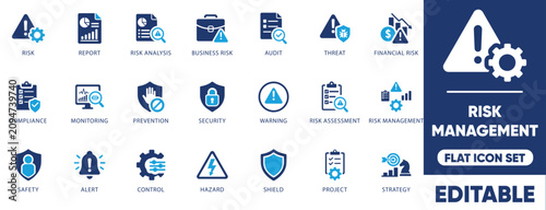 Foto Risk management and business compliance vector icon set