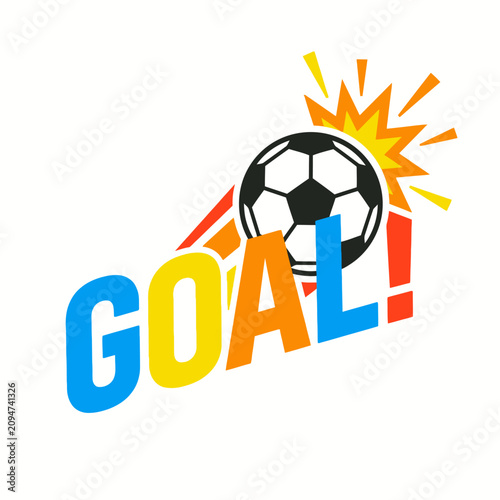 Dynamic Soccer Goal Graphic Illustration with Vibrant Colors and Energy