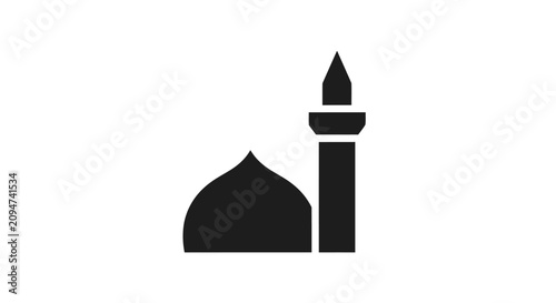 Foto Minimalist mosque and minaret silhouette architecture graphic.