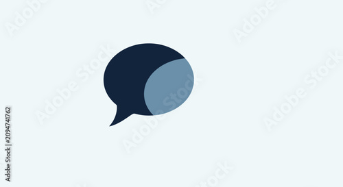 Modern dark blue speech bubble icon with shadow.